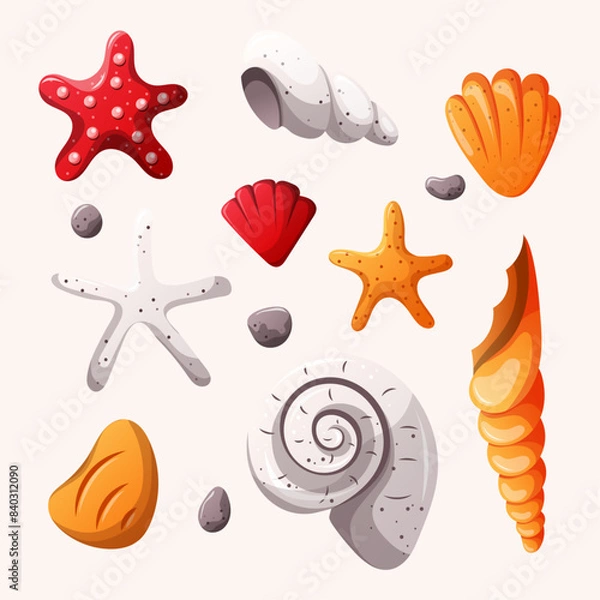 Obraz seashells element set, summer element set