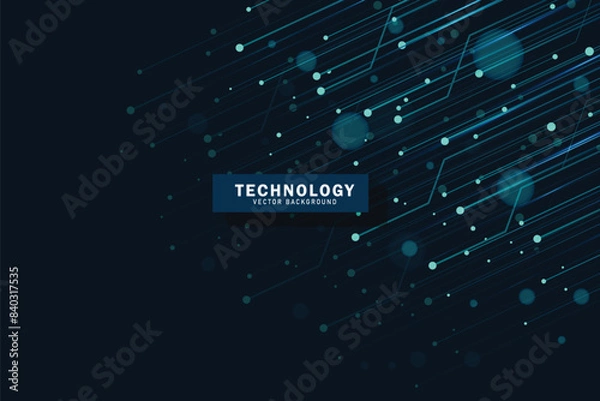 Fototapeta Abstract futuristic circuit board, high computer technology dark blue background