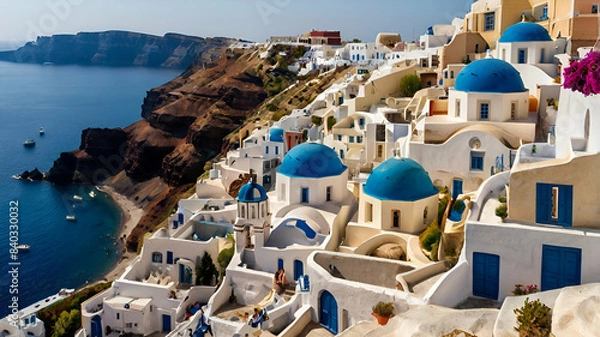 Fototapeta The World most beautiful travel destination Santorini Greece