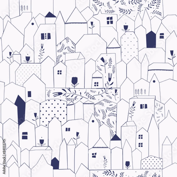 Obraz Seamless pattern. Figure cities in vintage style.