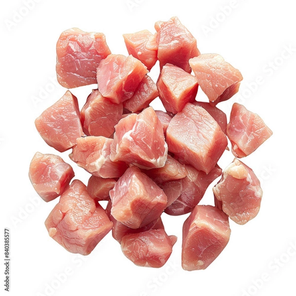Fototapeta Fresh raw chicken chicken chunks isolated on white background. transparent background.