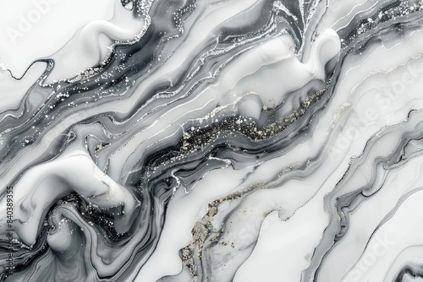 Obraz Abstract marble texture with black, white, and gold accents.