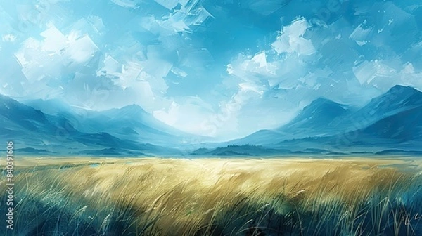 Obraz landscape abstract art painting modern art background.illustration