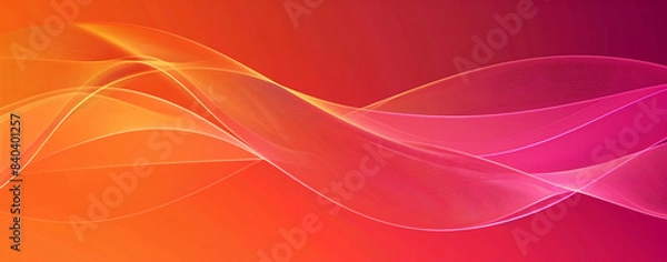 Fototapeta Orange and Pink Gradient Background with Waves in Minimalist Design