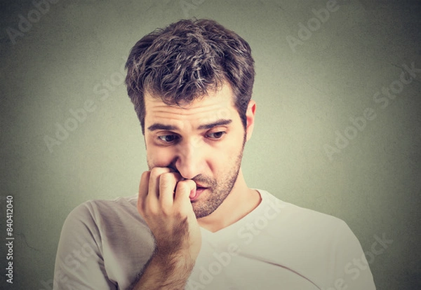 Obraz Preoccupied anxious young man overthinking