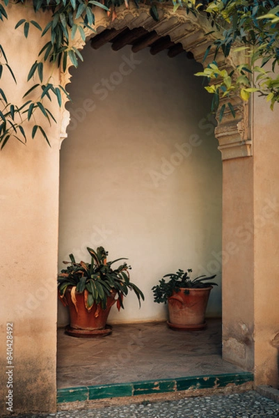 Obraz wall with window and plants