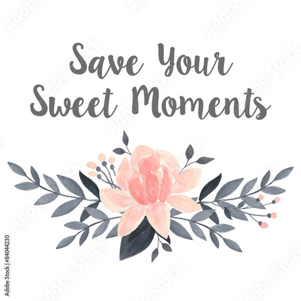 Fototapeta Vector  invitation card with watercolor elements