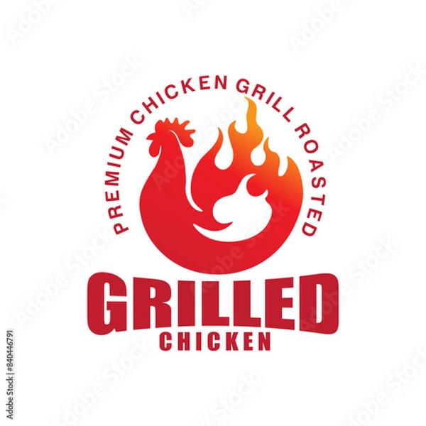Obraz chicken grilled roasted logo vector graphic template