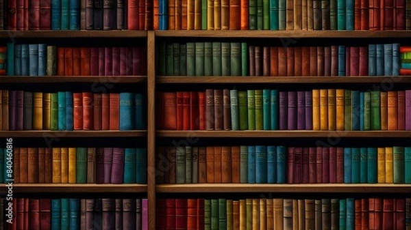 Fototapeta Seamless pattern background illustration made of colorful books like a bookcase.