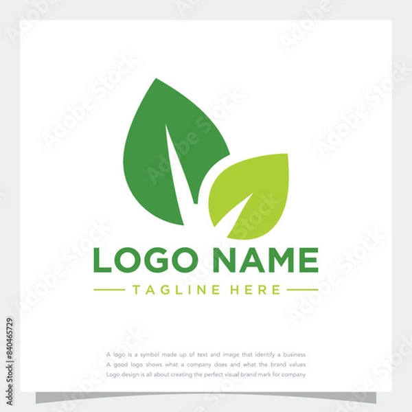 Fototapeta Flat monogram logotype leaf flower