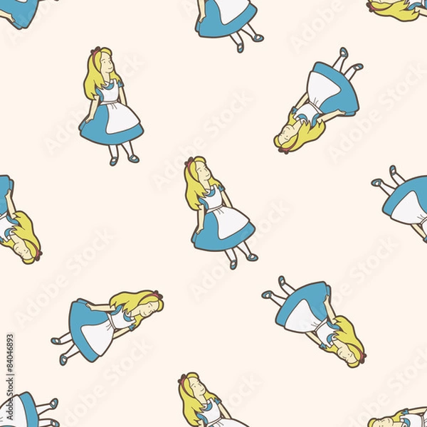 Obraz alice in wonderland , cartoon seamless pattern background