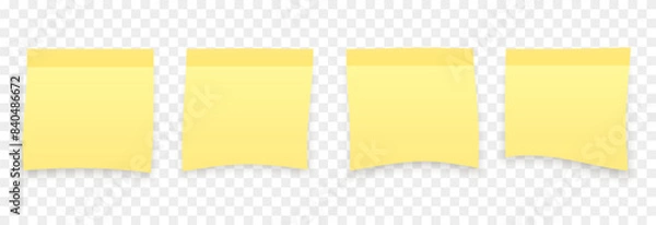 Obraz Vector set of yellow sticky papers png. Note paper png. Blank sticky sheet of paper. School notes.