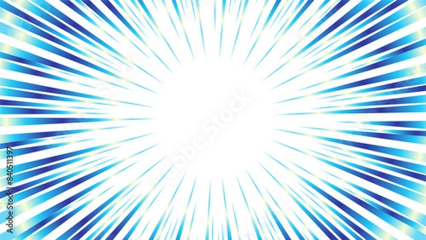 Fototapeta キラキラした青色のグラデーションの集中線の素材