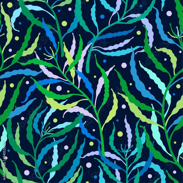 Fototapeta Seamless pattern of colorful twigs on a dark blue background
