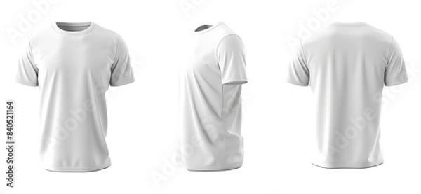 Fototapeta 3D mock up white t-shirt. front view, side view and background view transparent PNG