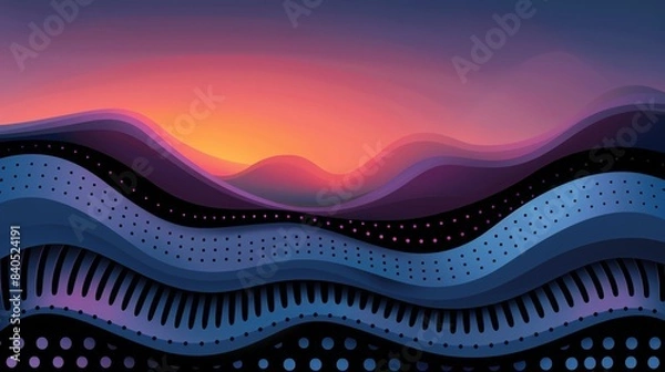 Fototapeta Digital retro landscape 1980's style retro wave sunset and mountain. Futuristic cyber surface. 80s Retro Sci-Fi background. View illustration in retro futuristic in the style of the 80-90s.