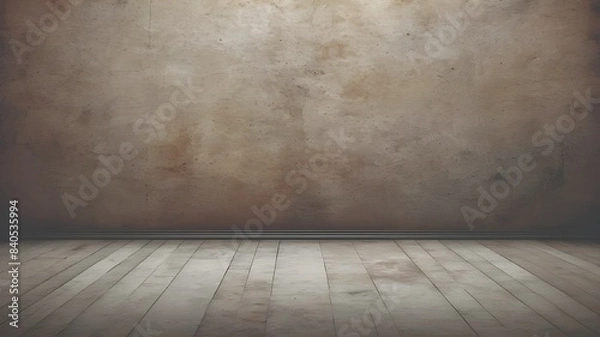 Fototapeta Cement wall background and wood floor with space