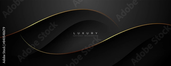 Obraz black and gold abstract background with overlapping lines texture