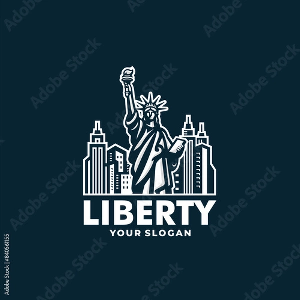 Obraz Statue liberty logo vector. EPS 10 editable vector