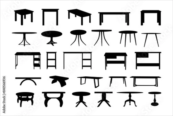 Obraz Collection of table silhouette templates. Editable vector illustration in EPS.10