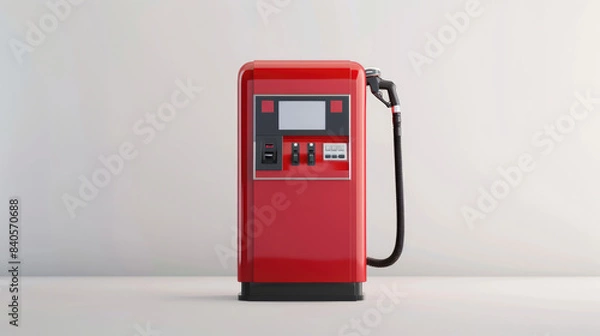 Fototapeta A 3D rendering of a futuristic red gas pump. 
