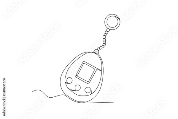 Obraz Continuous one line drawing of Tamagotchi. Modern continuous line draw design graphic vector illustration
