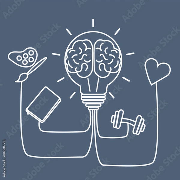 Obraz Uplifting mental health poster: Encourage self-love and mindfulness with this artistic reminder to prioritize psychological well-being