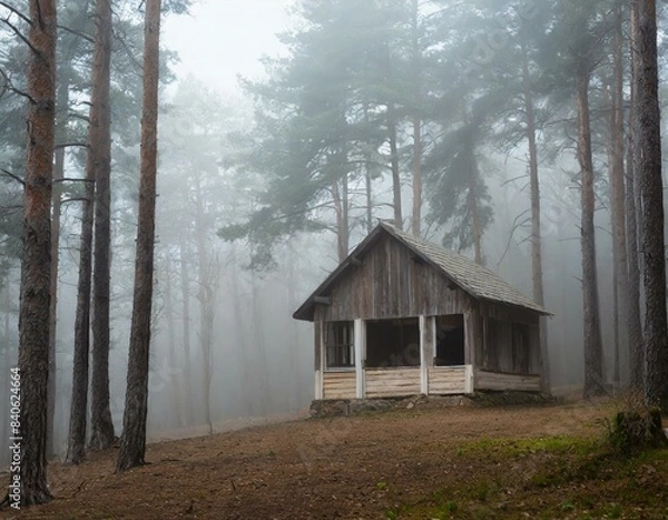 Fototapeta Stary opuszczony dom pośrodku lasu