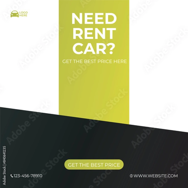 Fototapeta TEMPLATE RENT A CAR FOR SOCIAL MEDIA POST BANNER