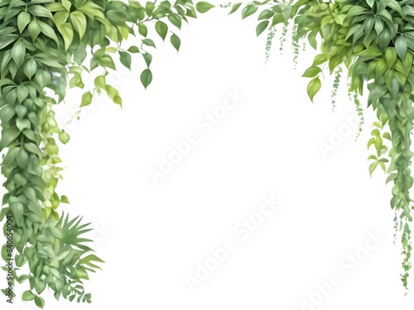 Fototapeta PNG Tropical creeper border hanging on transparent backgroun