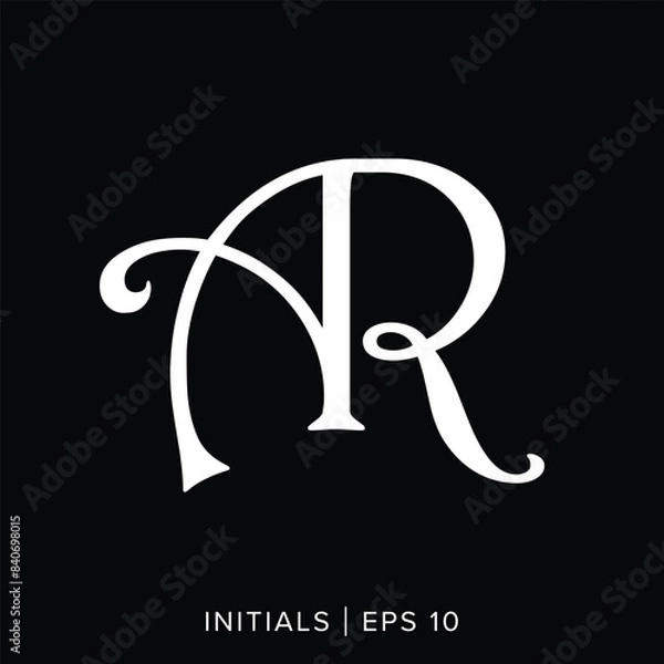 Fototapeta AR letter initials logo template, AR letter initials logo element, AR vector initials logo
