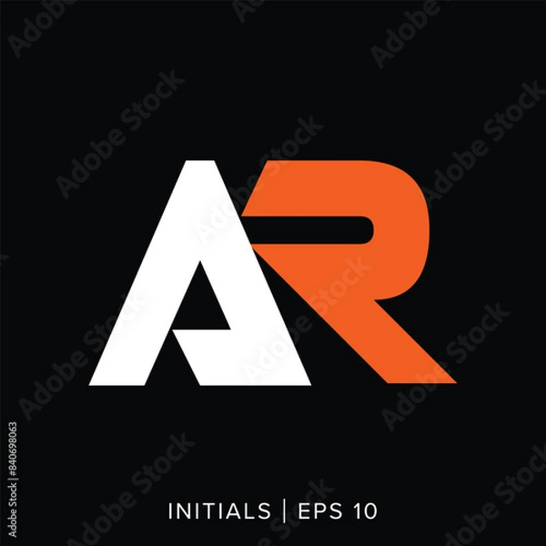 Fototapeta AR letter initials logo template, AR letter initials logo element, AR vector initials logo