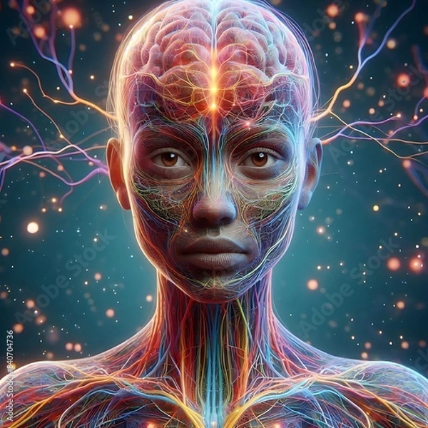 Obraz human nervous system,Generative AI,scientific background