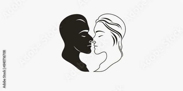 Fototapeta A pair of people standing together, looking at each other