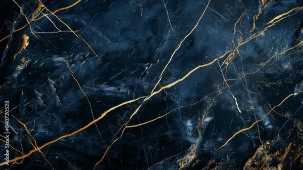 Fototapeta Black marble luxury, deep ocean color with gold streaks, full focus, website background, design template 