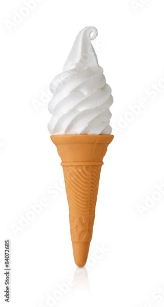 Obraz ソフトクリーム/バニラのソフトクリームで柔らかい影と映り込みが有り,クリッピングパスが有ります。