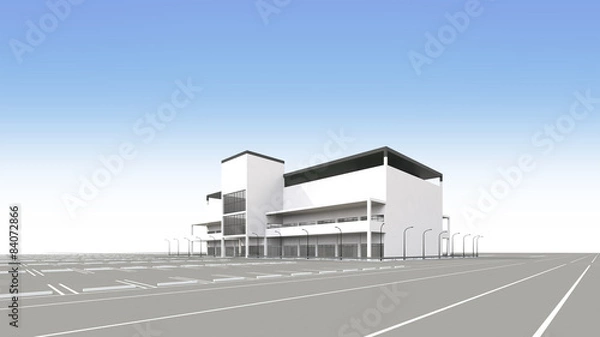 Obraz 駐車場に車が無いショッピングセンター