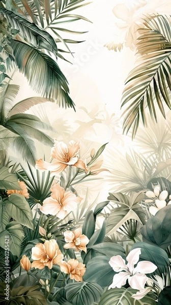 Fototapeta Floral border frame card template. Golden gradient on white background. Design illustration. for bunner, wedding card. AI generated illustration