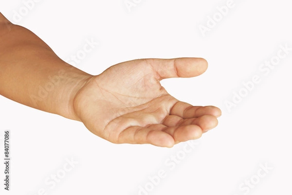 Obraz man empty hands isolated, palms on white background