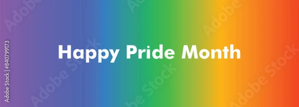 Fototapeta Happy Pride Month banner with a rainbow gradient background. Celebrating lgbt Pride Month web banner design template with a rainbow background.