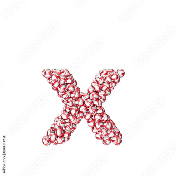 Fototapeta Symbol made of red volleyballs. letter x