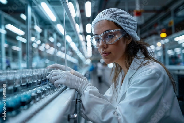 Fototapeta Female Scientist in Laboratory Conducting Research