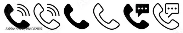 Obraz Phone icon set. Contact us. Telephone call sign, communication. Telephone symbol. Icon telephone call. Vector illustration.