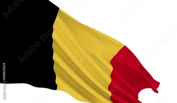 Fototapeta Belgium Waving Flag on a white background - Belgian - 3D Render