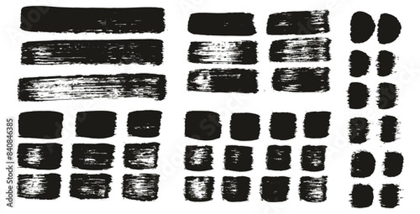 Obraz Hand Drawn Flat Paint Brush Thick Straight Lines High Detail Abstract Vector Background MEGA Set 