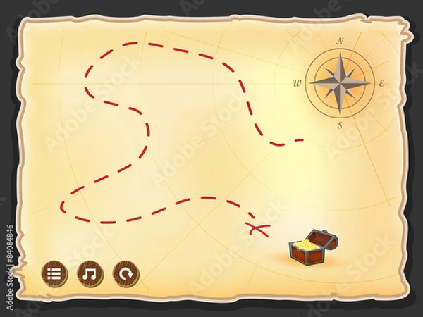Obraz game interface treasure Map illustration