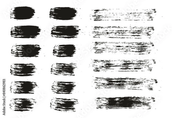Obraz Hand Drawn Round Brush Regular Straight Lines Mix Artist Brush High Detail Abstract Vector Background Mix Set 