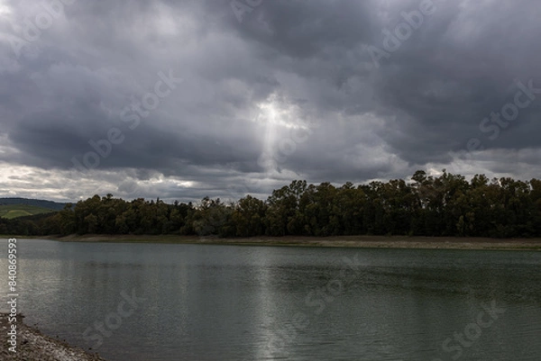 Obraz storm clouds over lake
