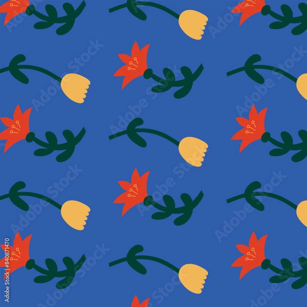 Fototapeta Seamless pattern with abstract flowers. Vector illustration.