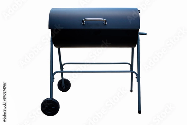 Obraz Black grey barbecue isolated white background